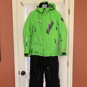 FXR Mountain Snowmobile Jacket and Pants Green and Black Size 6/medium Like New
